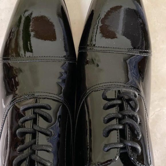 Florsheim Dress Shoes Tux Cap Toe Oxford Black Patent Leather NEW 7 3E X-Wide - Picture 4 of 7